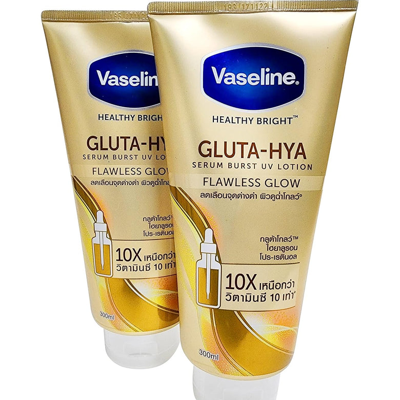 Vaseline Gluta-Hya Flawless Glow Body Lotion – Brightening & Even-Tone Skin Care – pack 2 x 300ml