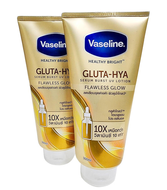 Vaseline Gluta-Hya Flawless Glow Body Lotion – Brightening & Even-Tone Skin Care – pack 2 x 300ml