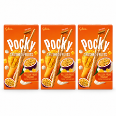 Glico Pocky Crushed Fruits Passion Fruit Yogurt with Mango Bits – 38 g – 3 Boxes
