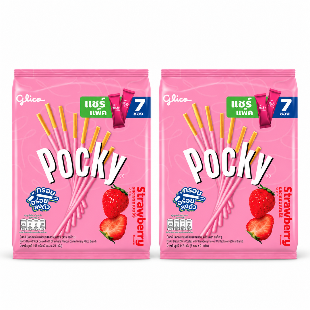 Glico Pocky Strawberry Family Pack – 147 g – 2 Family Bags