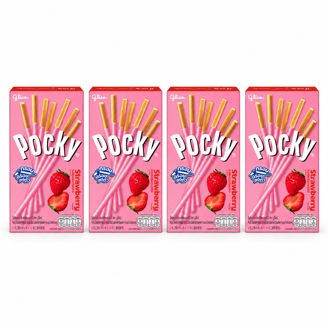 Glico Pocky Strawberry – 43 g – 4 Boxes