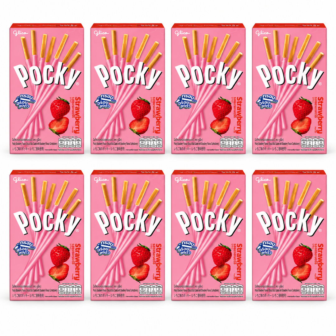 Glico Pocky Strawberry – 43 g – 8 Boxes