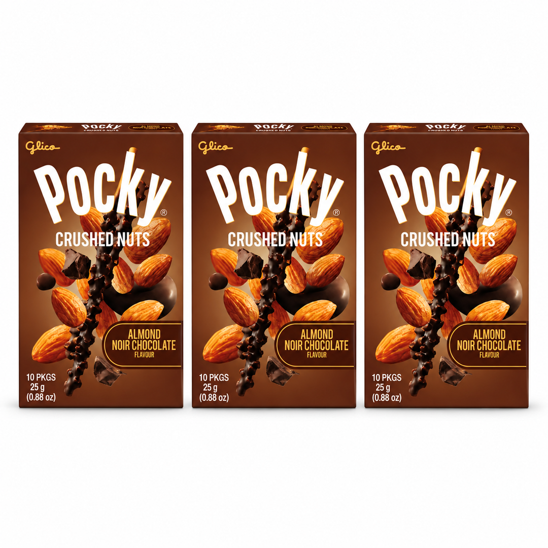Glico Pocky Crushed Nuts Almond Noir Chocolate – 25 g – 3 Boxes
