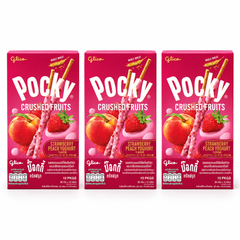 Glico Pocky Crushed Fruits Strawberry Peach Yoghurt – 38 g – 3 Boxes
