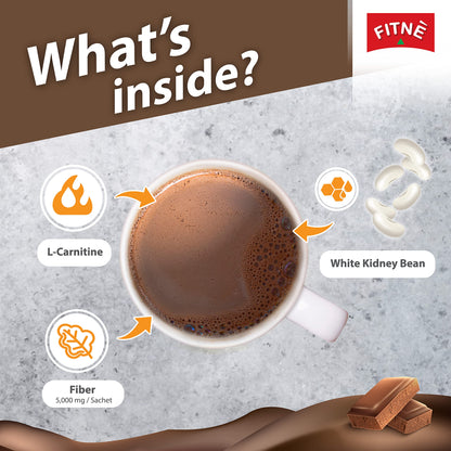 FITNE Choco Instant Cocoa Mix with Fiber – 10 sachets 3 packs = 30 packs for Healthy Digestion & Weight Management