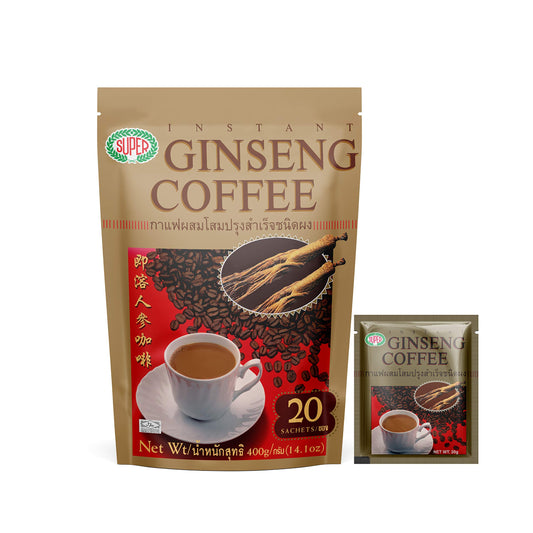 Super Ginseng Coffee – Energizing Herbal Instant Coffee with Korean Ginseng | 20 Sachets x 2 Packs