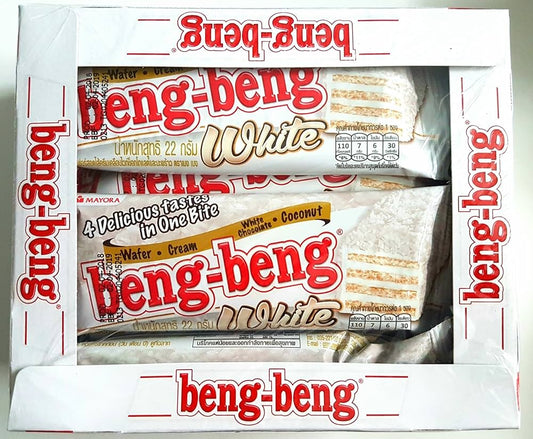 Beng Beng White Chocolate Wafer Bars – 24 Pieces (2 Packs x 12) | Crispy Caramel & Milk Cream Snack