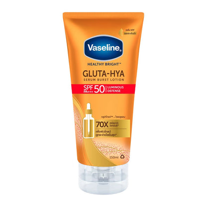 Vaseline Gluta-Hya Serum Burst Lotion SPF 50 – Luminous Defense | 2 x 150ml for Radiant, Sun-Protected Skin