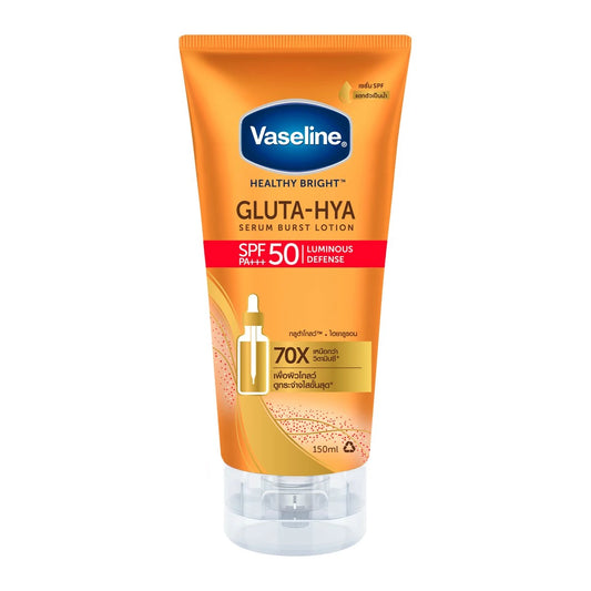 Vaseline Gluta-Hya Serum Burst Lotion SPF 50 – Luminous Defense | 2 x 150ml for Radiant, Sun-Protected Skin