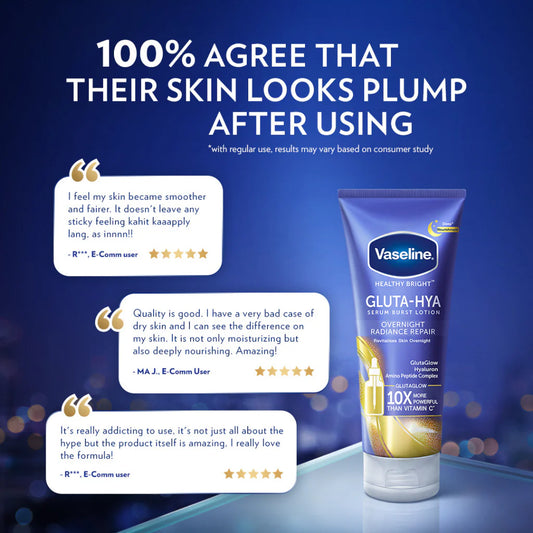 Vaseline Gluta Hya Serum Burst Lotion Overnight Radiance Repair – 2 x 300ml | Night Repair & Skin Brightening