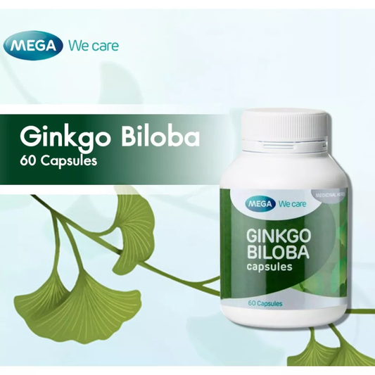 Mega We Care Ginkgo Biloba Extract 40mg – Herbal Brain & Memory Support | 60 Capsules