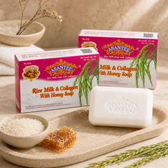 ASANTEE Rice Milk & Collagen with Honey Soap No.576 – 3 Bars × 125 g