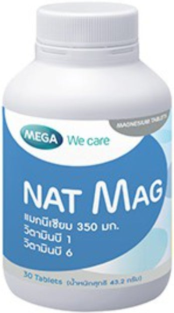 Mega We Care Nat Mag – Magnesium + Vitamin B6 Dietary Supplement (30 Capsules, Thailand Original)