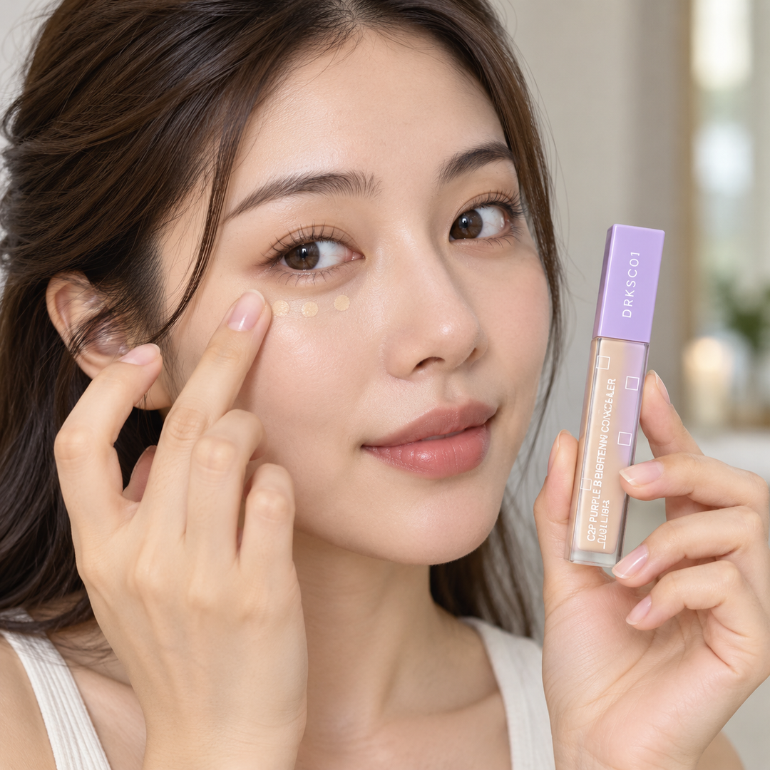 QESICR C2P Purple Brightening Concealer — 01 Light — 1, 2 or 4 Tubes — lifestyle application