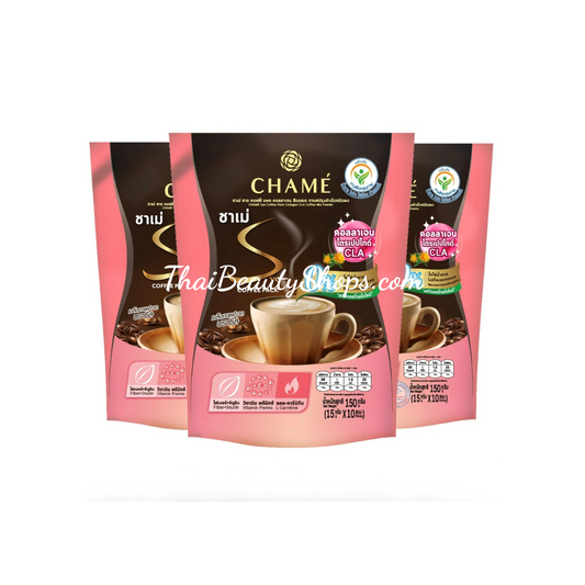CHAME Sye Coffee with Collagen – Thai Instant Coffee Mix | 3 Packs x 10 Sachets