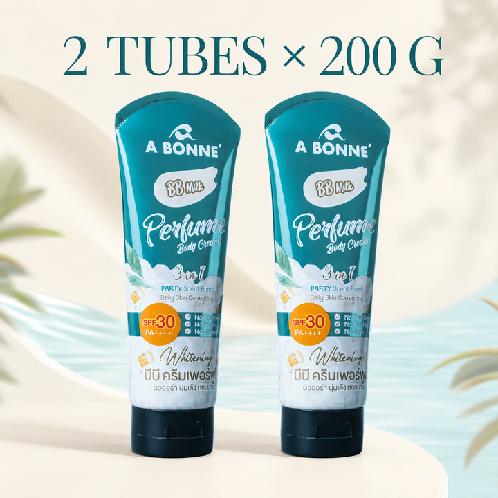 Two tubes of A BONNE BB Milk Perfume Body Cream, 200 g each
