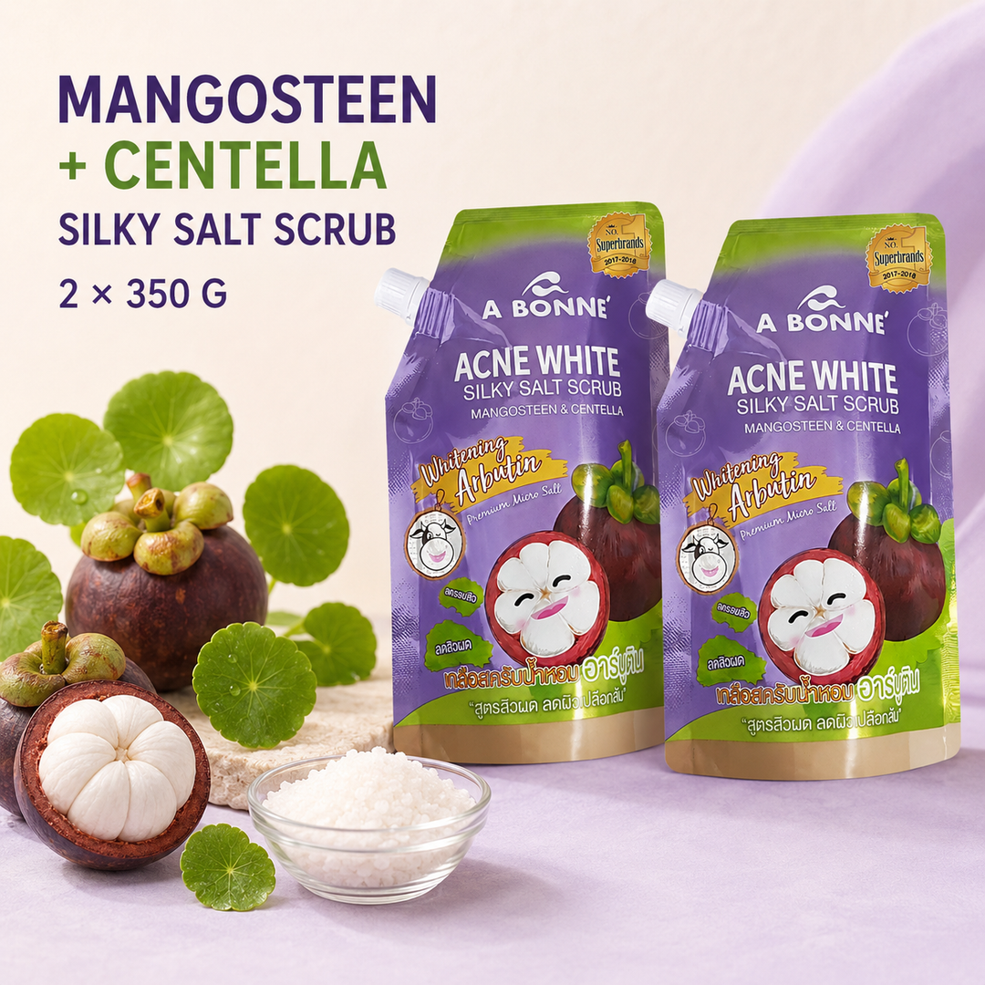 A BONNE Silky Salt Scrub twin pack with mangosteen, centella and salt crystals