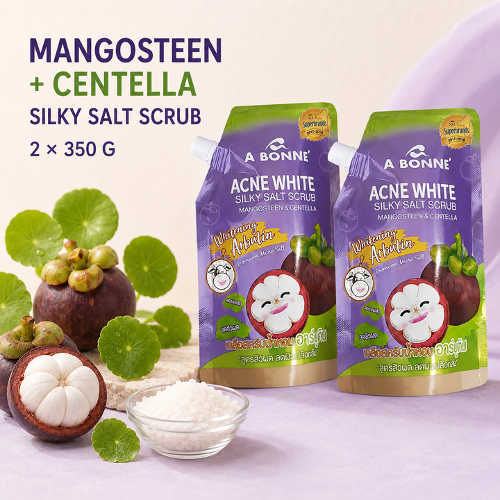 A BONNE Silky Salt Scrub twin pack with mangosteen, centella and salt crystals