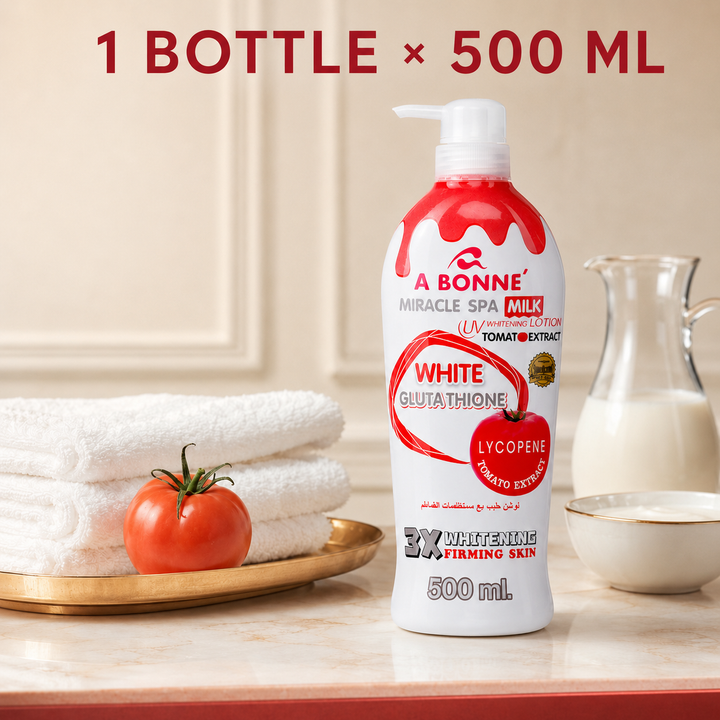 A BONNE Miracle Spa Tomato & Milk Body Lotion pump bottle, 500 ml