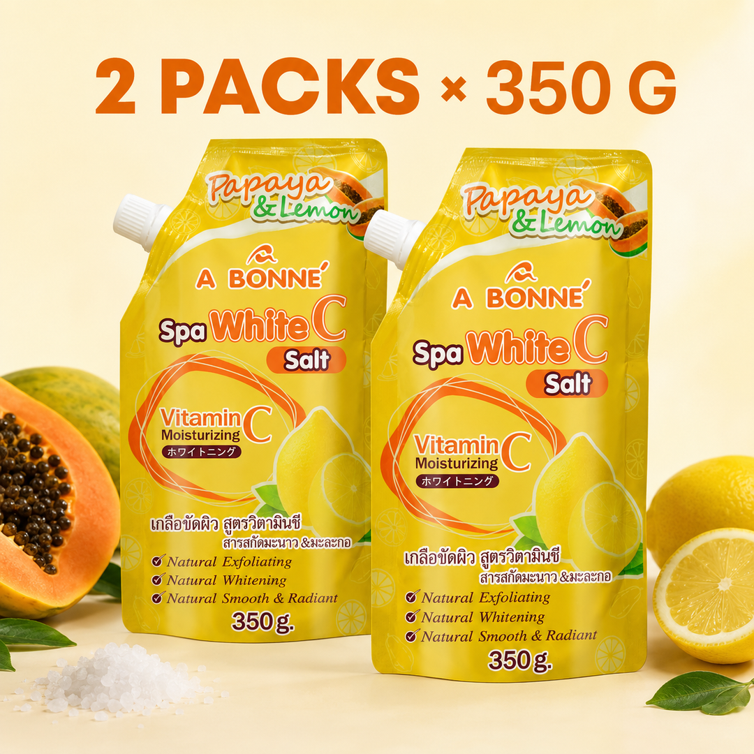 Two packs of A BONNE Papaya and Lemon Vitamin C Spa Salt Body Scrub, 350 g each

