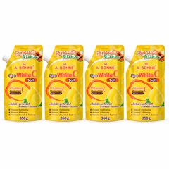 A BONNE Papaya & Lemon Vitamin C Spa Salt Body Scrub — Pack of 4 × 350 g — 4 identical units, white background