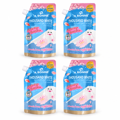 A BONNE Rose & Sakura Sugar Salt Scrub — Pack of 4 × 350 g — 4 identical units, white background