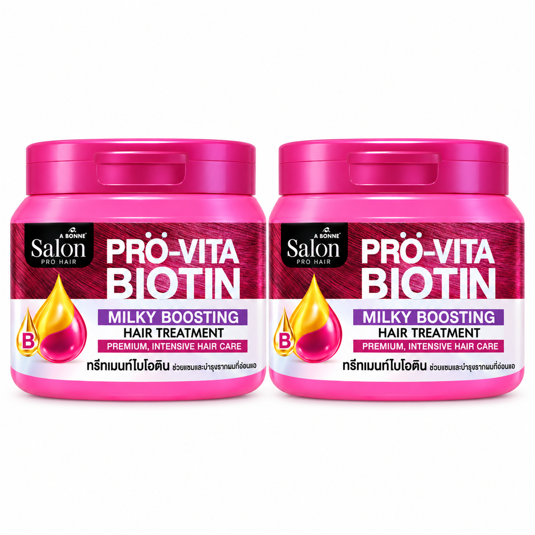 A BONNE Salon Pro-Vita Biotin Milky Boosting Hair Treatment — 2 × 450 ml — white-background photograph showing exactly 2 units