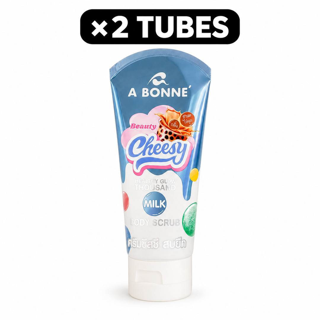 Single product view of A BONNE Beauty Cheesy Healthy Glow Thousand Milk Body Scrub, with ×2 TUBES quantity badge