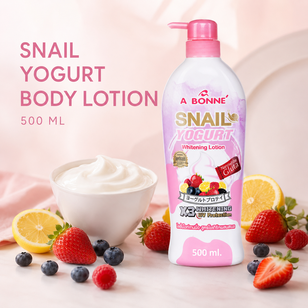 A BONNE Snail Yogurt Body Lotion in a clean daily body-care setting
