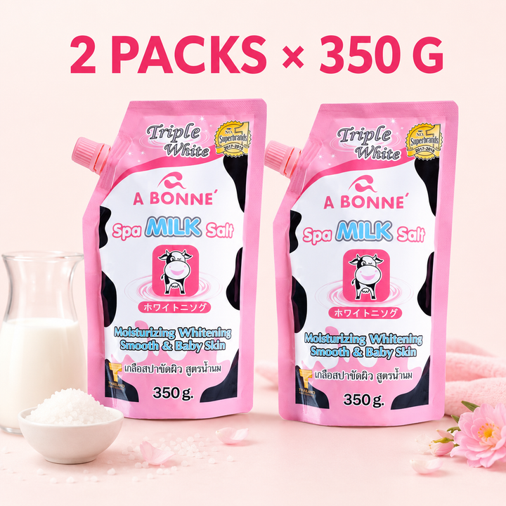 wo packs of A BONNE Spa Milk Salt Body Scrub, 350 g eac
