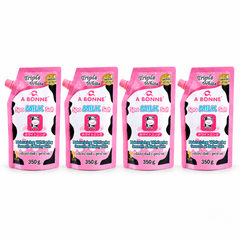 A BONNE Spa Milk Salt Body Scrub — Pack of 4 × 350 g — 4 identical units, white background