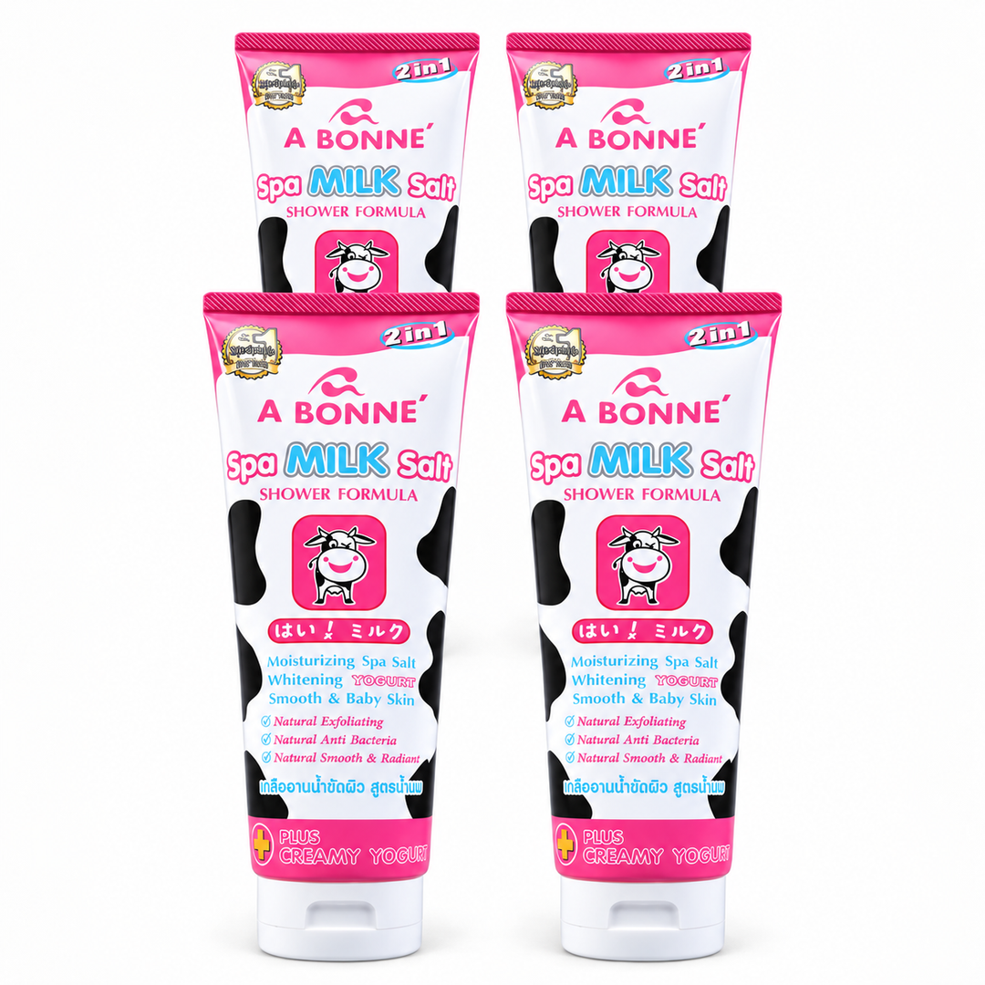 A BONNE Spa Milk Salt Plus Creamy Yogurt — Pack of 4 × 350 g — 4 identical units, white background