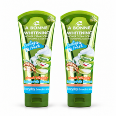 A BONNE Tamarind & Aloe Vera Cooling Shower Cream Scrub — Pack of 2 × 350 g — 2 identical units, white background