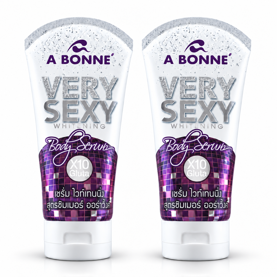 A BONNE Very Sexy Shimmer Salt Body Scrub — 2 × 120 g — white-background photograph showing exactly two tubes