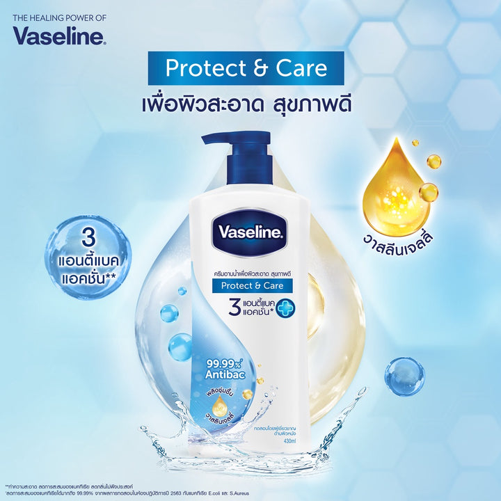 Vaseline Healthy Plus Body Wash Protect & Care Blue – 2 x 400ml | Antibacterial Cleanser for Healthy Skin