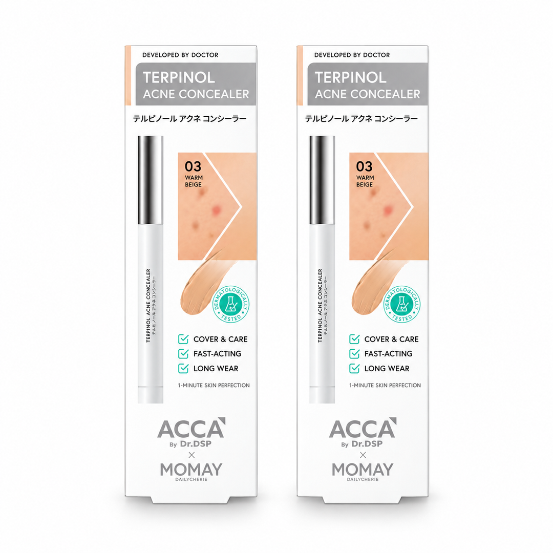 ACCA Terpinol Acne Concealer 03 Warm Beige 1.5 g — 2 identical retail units on white background