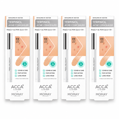 ACCA Terpinol Acne Concealer 03 Warm Beige 1.5 g — 4 identical retail units on white background