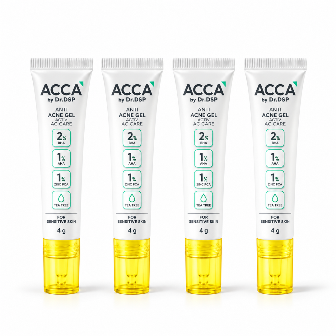 ACCA Anti-Acne Gel 4 g — 4 identical capped tubes on white background