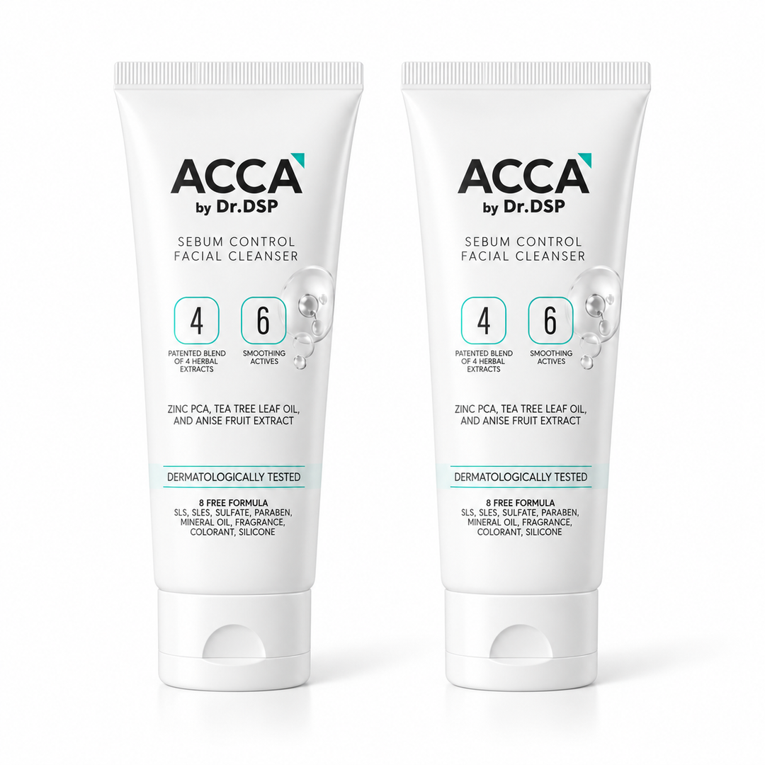 ACCA Sebum Control Facial Cleanser 100 g — 2 identical capped tubes on white background