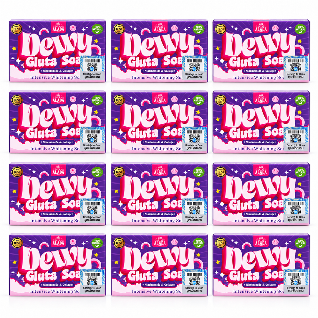 Alada Dewy Gluta Soap — 70 g — pack of 12, exactly 12 individually packaged units shown.