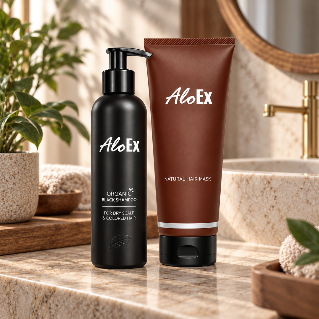 AloEx Black Shampoo and Natural Hair Mask set second lifestyle