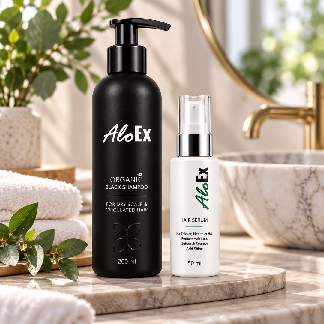 AloEx Black Shampoo and Hair Serum set second lifestyle