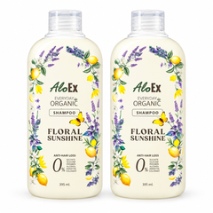 AloEx Floral Sunshine Shampoo 395 ml, pack of 2; exactly 2 retail units shown on white