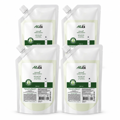AloEx Organic Original Shampoo Refill — pack of 4 identical 500 ml pouches, white background