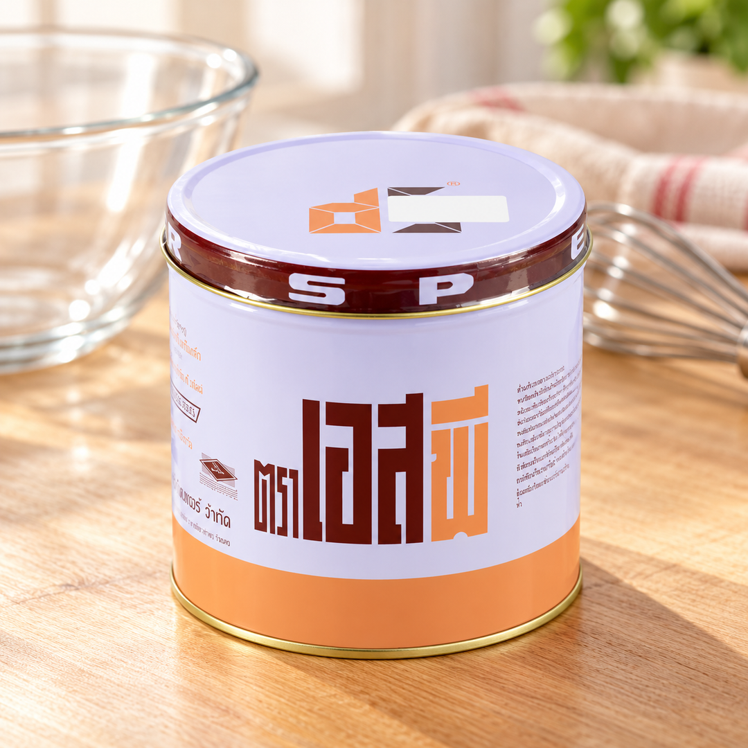 American Baker SP cake emulsifier, one 1 kg tin beside baking utensils