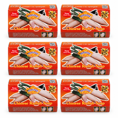 ASANTEE Chinese Radish & Honey Soap No. 041 — Pack of 6 × 125 g — exactly 6 closed retail cartons; one 125 g soap bar per carton.