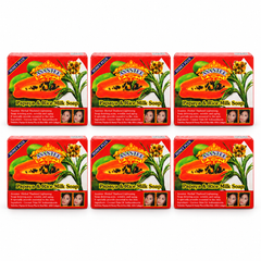 ASANTEE Papaya & Rice Milk Soap No.331 — Pack of 6 × 125 g — 6 individually boxed 125 g soaps, white background