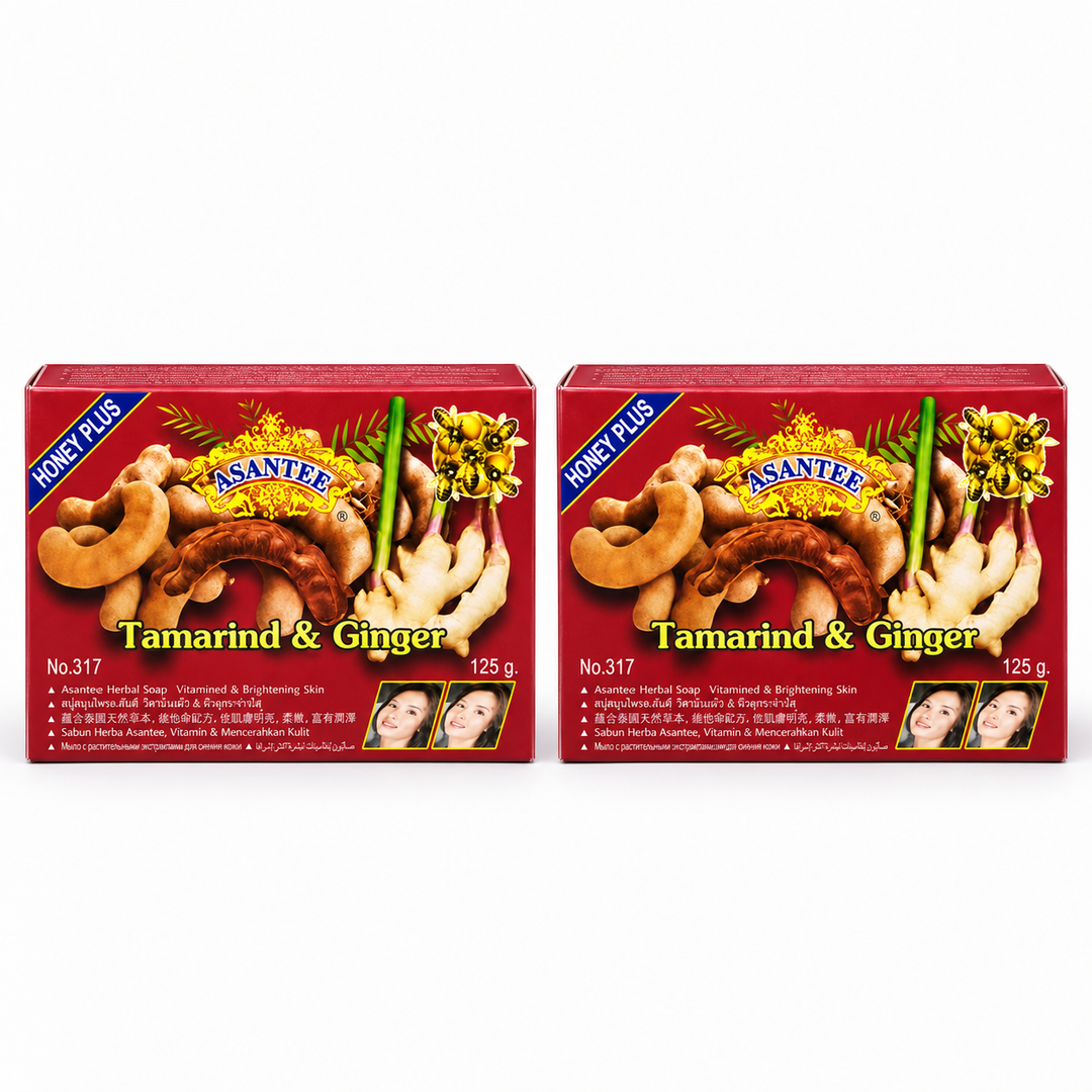 ASANTEE Tamarind, Ginger & Honey Soap No.317 — Pack of 2 × 125 g — 2 individually boxed 125 g soaps, white background