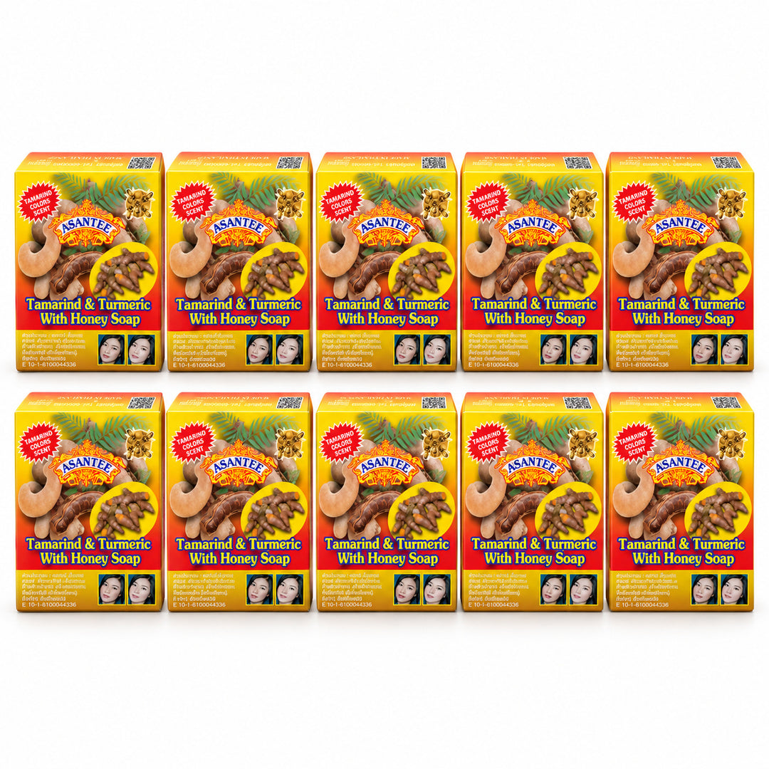 ASANTEE Tamarind & Turmeric With Honey Soap — 10 boxed bars of 125 g