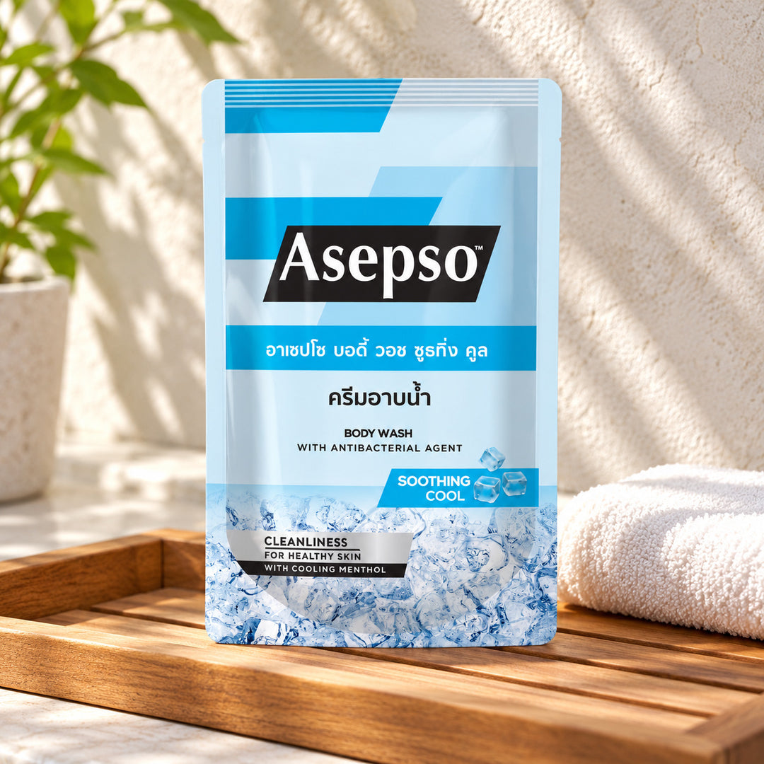 Asepso Soothing Cool Body Wash Refill 400 ml — single-unit lifestyle view